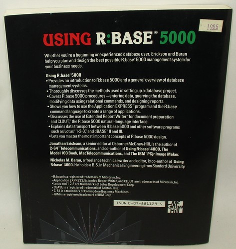 R:Base 5000 Books (LOT OF 3) Using User Guide Business Applications Vtg 1986 - Picture 16 of 24