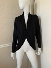 CHICO'S Black Angora Shawl Collar Open Cardigan Sweater Sz 1