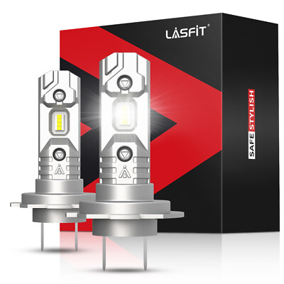 LASFIT H7 LED Headlight Bulbs Low Beam Fanless 6000K Cool White Plug Play 2pcs
