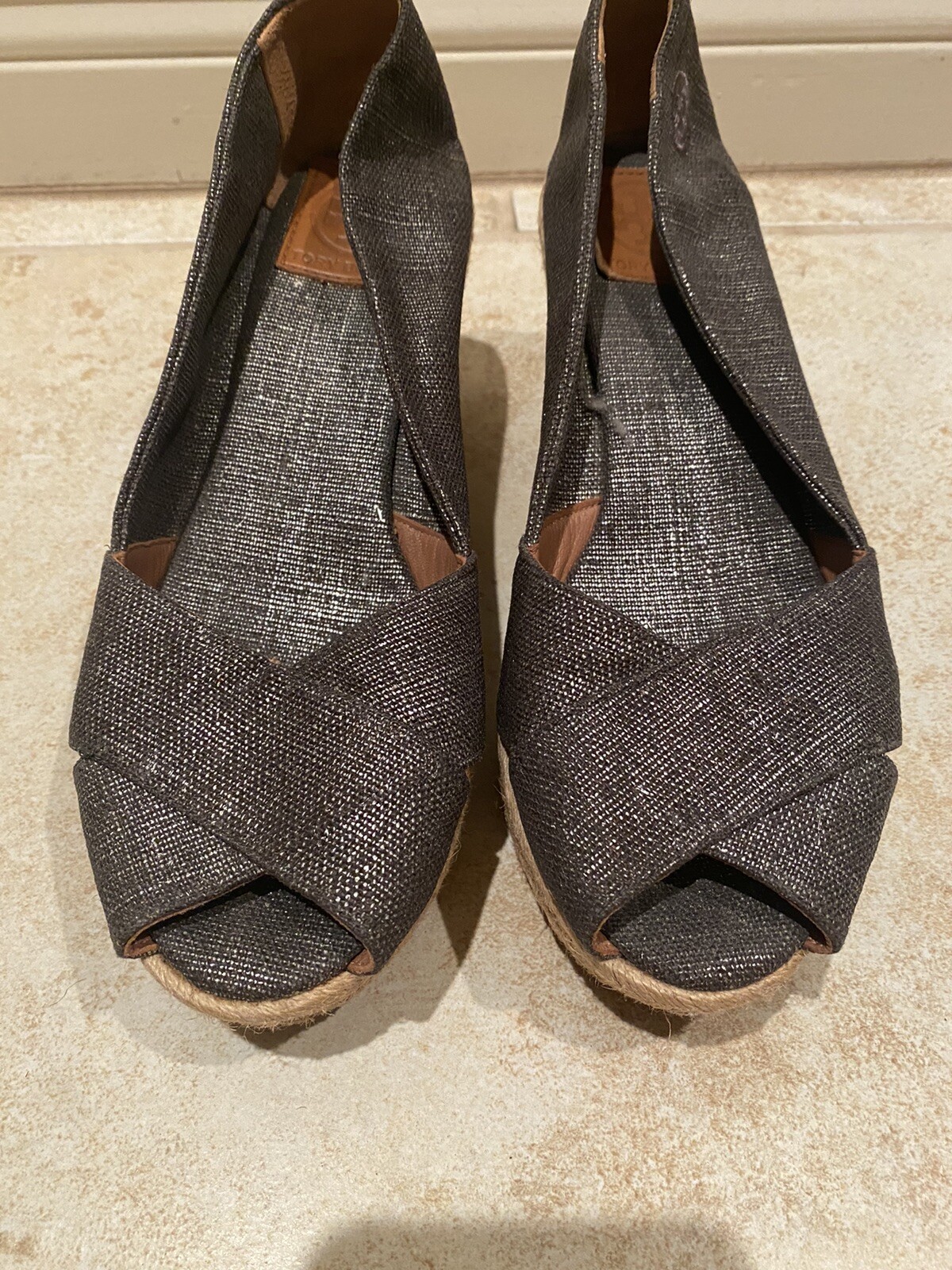 Tory Burch Grey Wedge Shoes Gem