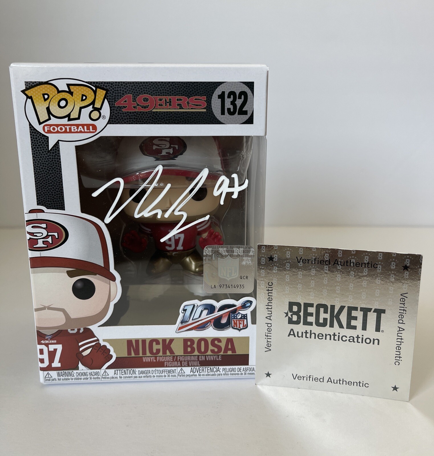 Nick Bosa Autographed Signed San Francisco 49ers Funko Pop NFL BECKETT QR COA 5 