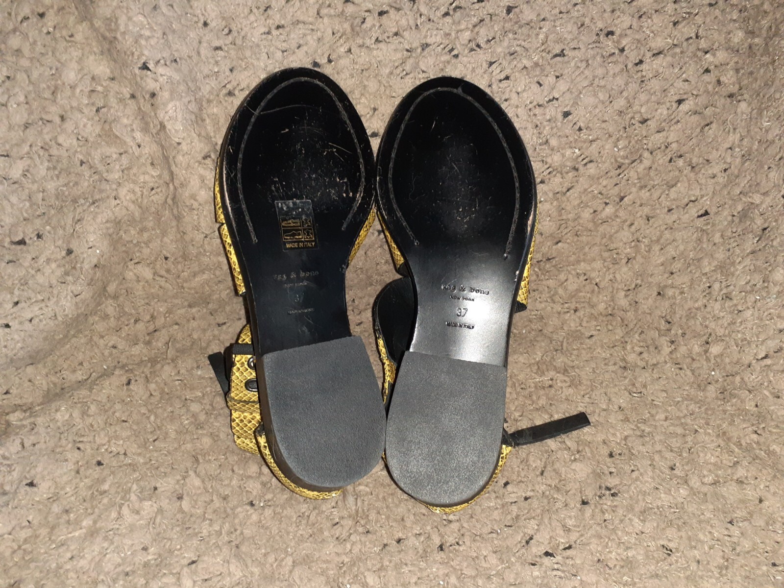 RAG & BONE-Yellow/Black Leather Python Print Sand… - image 7