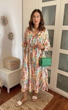 ZARA Multicoloured Aztec Tribal  Printed Belted Midi Dress Size S Bloggers