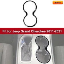 Black Inner Gear Shift Cup Holder Cover Trim Bezels for Jeep Grand Cherokee 11+