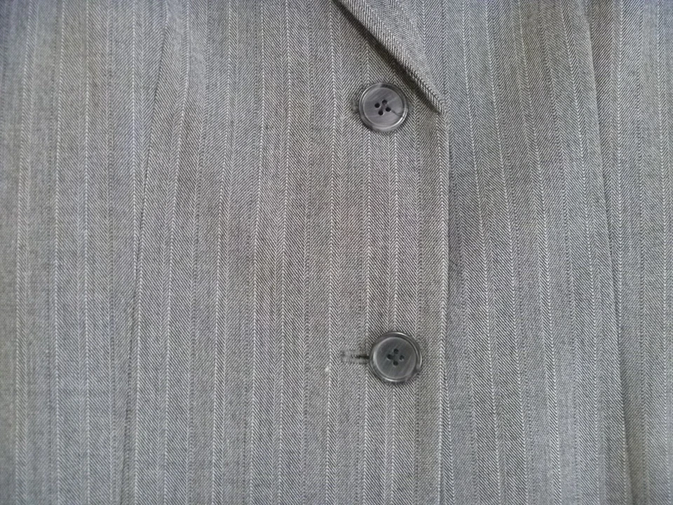 Rafaella 裤子套装女式 8 码灰色带白色细条纹 2 件职业 — 第 3/4 张图片