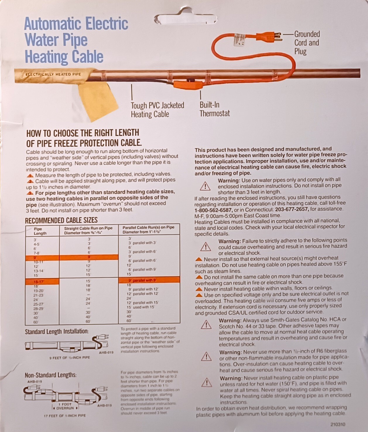 Easyheat Electric Water Pipe Freeze Protection Cable 12' FT 13627188778 eBay