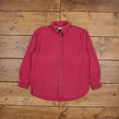 Vintage L.L.Bean Chamois Shirt Button M USA Made 90s Damen Langarm Rosa