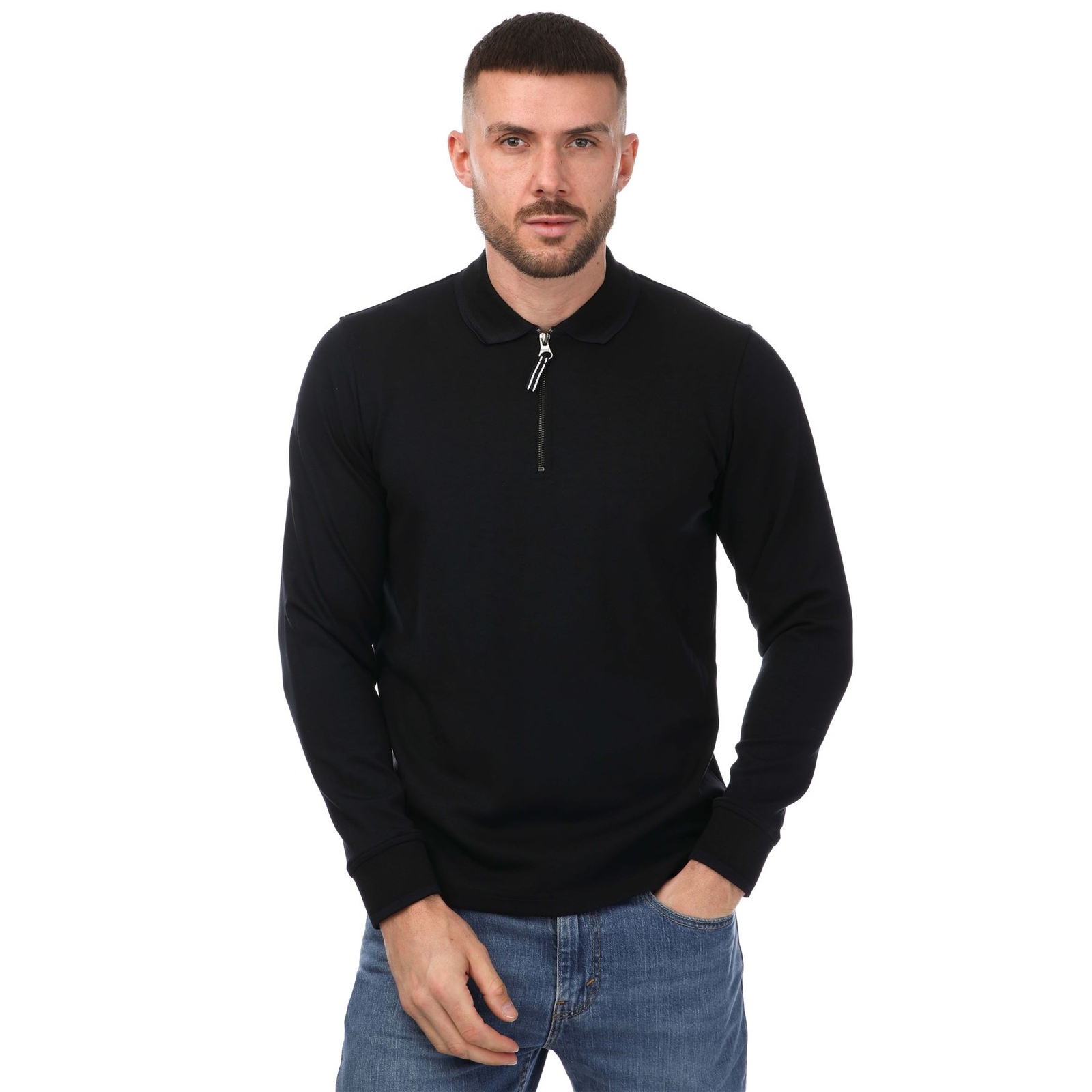 Рубашка-поло из джерси Herren Mercery Legra с застежкой на молнию и воротником-стойкой Langarm в Блау