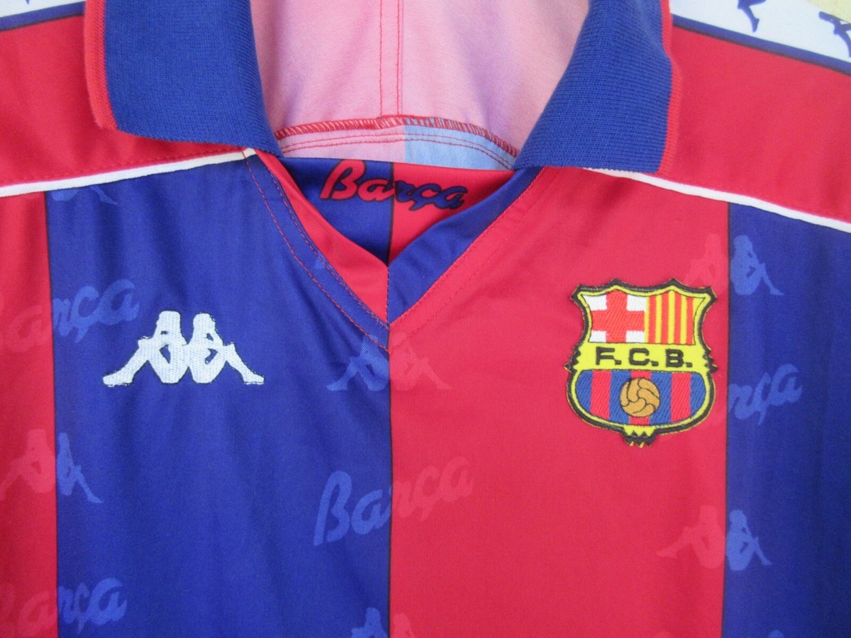 Maillot Vintage Kappa FC Barcelone Domicile 1992-1995 - Taille L - Manches Longues - Bleu Grenat