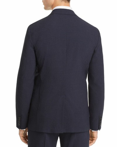 THEORY Mens Eclipse Navy GANSEVOORT Check Function Seersucker Jacket 40 R NWT - Picture 4 of 6