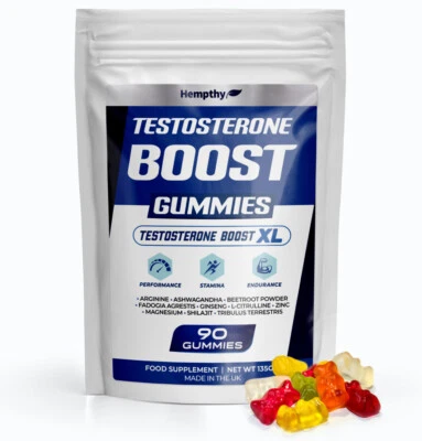 HEMPTHY Testo Boost Vitamin Gummies - Pk 90 - Energy & Endurance - Ginseng - Tribulus