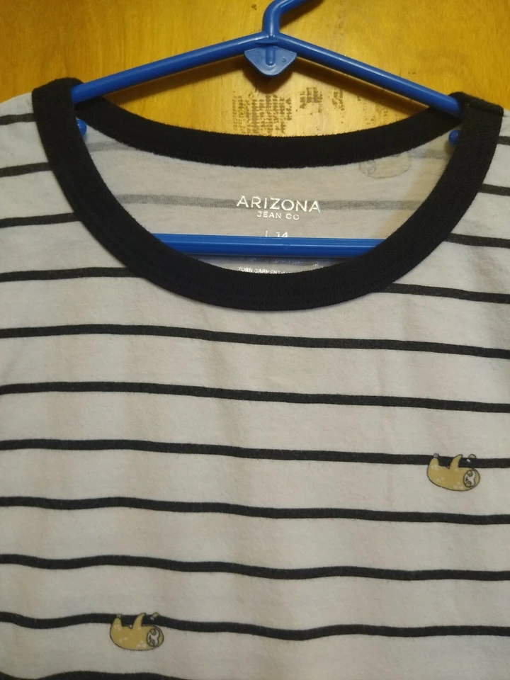 Camisa Jeans Arizona Niñas Blanco y Azul Tiras Niñas Camisa Talla L (14) Regular Foto 3 de 4