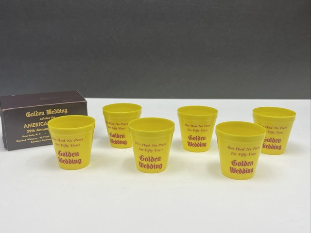 Rare Vintage Golden Wedding Whiskey Set of Shot Glasses For the American Legion Rare Vintage Golden Wedding Whiskey Set of Shot Glasses For the American Legion