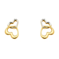 Wellingsale 14k Two Tone Gold Heart Earrings (11 x 7 mm)