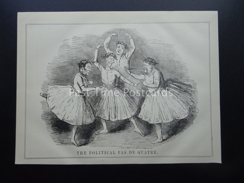 THE POLITICAL PAS DE QUATRE 1845 Original Victorian Print - Picture 2 of 2