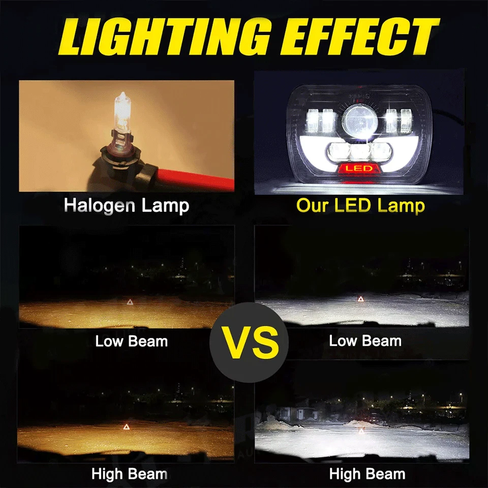 2PCS 7x6" Led Headlights High-Low Beam For Chevrolet C1500 C2500 C3500 1990-1999 Foto 4 de 4