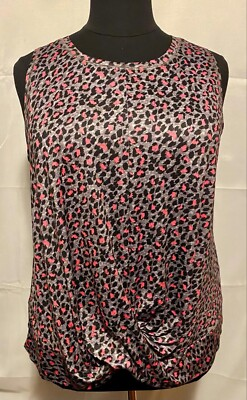 #ad Live Well Active Women’s Size 18 20W Pink Grey Leopard Blouse Top Shirt $12.32