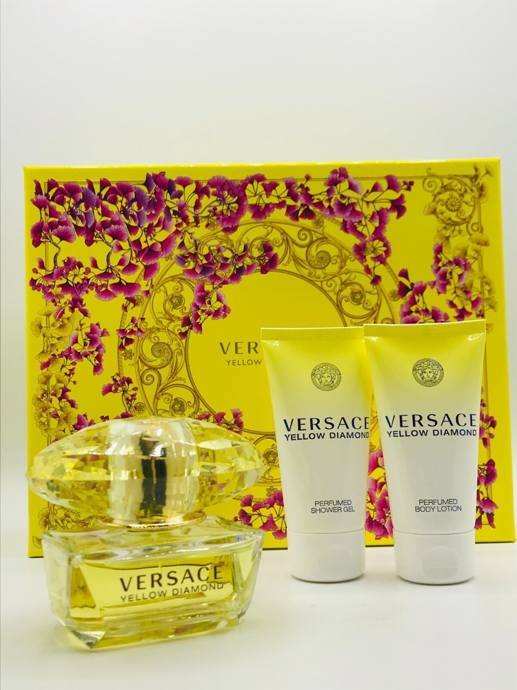 Versace Yellow Diamond Women 3pc Set Perfume Spray 1.7 oz Lotion Shower gel