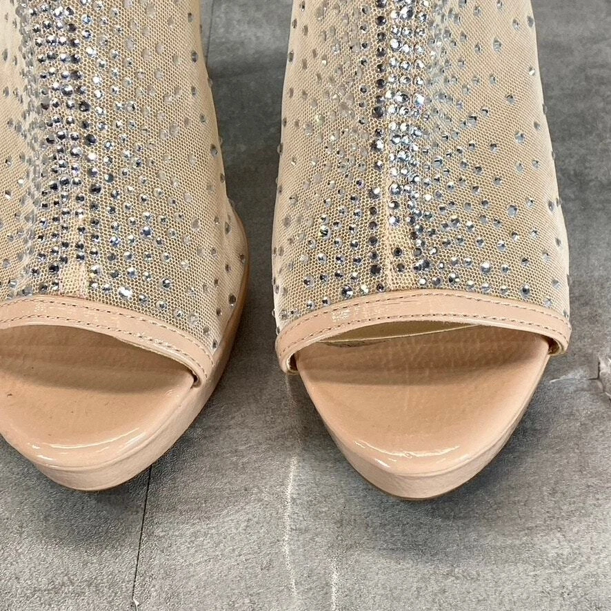 Tacones de aguja THALIA SODI para mujer de malla desnuda deseo estrás punta abierta talla 7,5 Foto 4 de 4