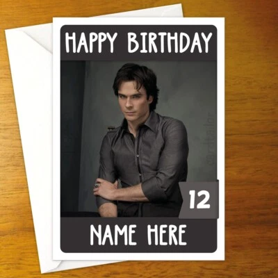 VAMPIRE DIARIES Personalised Birthday Card - damon salvatore tv show somerhalder