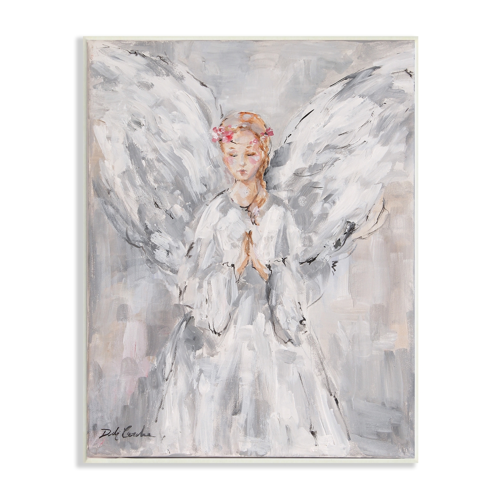 Stupell Heaven's Angel in Prayer Vintage Farmhouse Portrait Brown 10 x 15