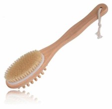 BeNat.Natural boar bristle wooden Bath  Body Brush back Brush with long handle.