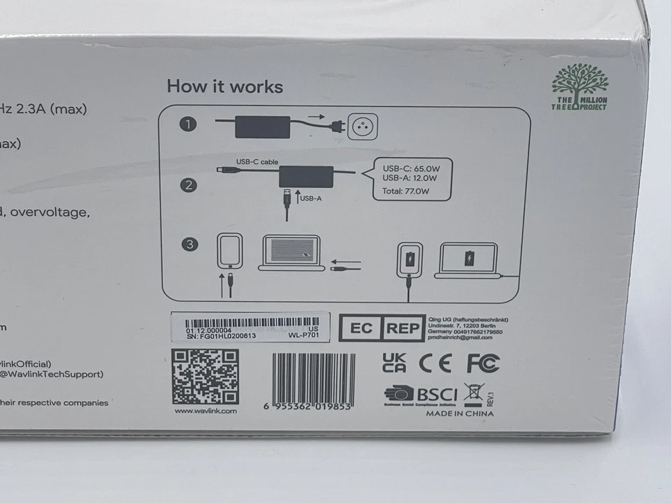 77W USB C Charger Laptop Adapter, Type C Laptop Power Adapter Supply,for Chrome - Image 4 of 4
