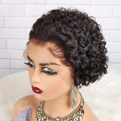 Pixie Cut Short Curly Bob Wig 13x1 Lace Front Human Hair Wig Natural Hair USA