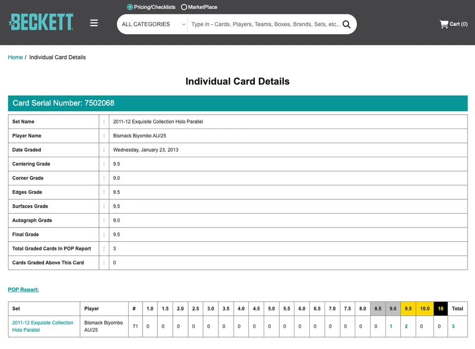 Bismack Biyombo XRC BGS 9.5 w 9 AU: 2011-12 Exquisite Collection Holo /25 POP 2 - Image 3 of 3