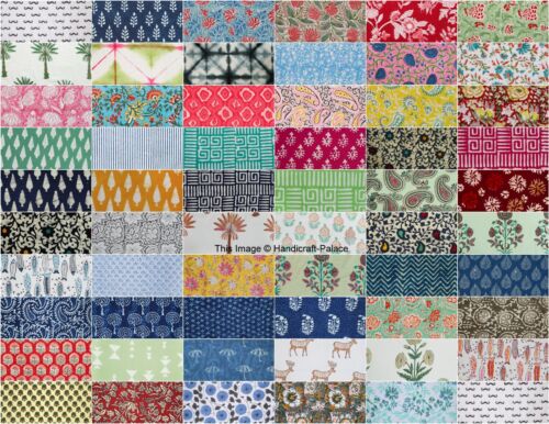 100 Assorted BLOCK PRINT pre cut charm pack 10" squares 100% cotton fabric quilt - Picture 1 of 4