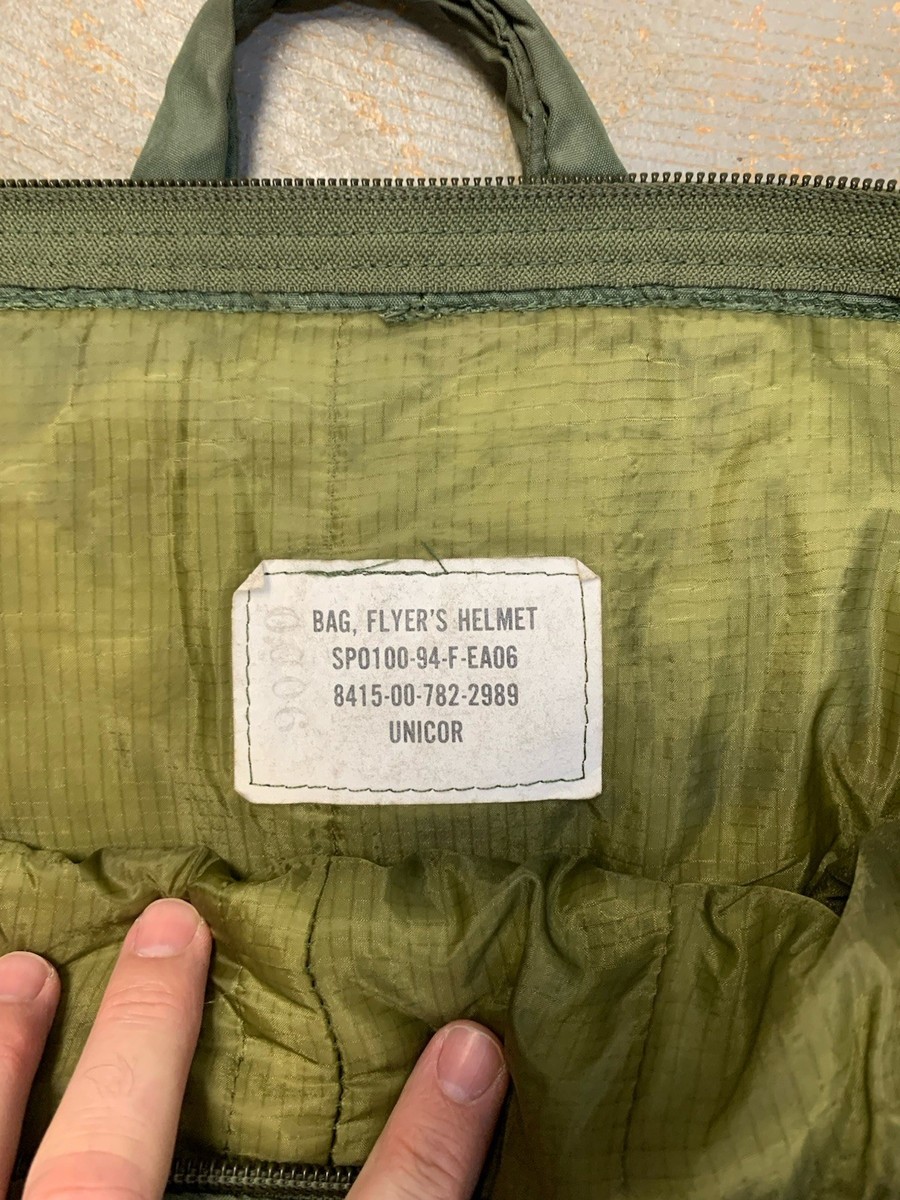 Vintage US Military 60s 70s Flyers Helmet Bag Green Nylon