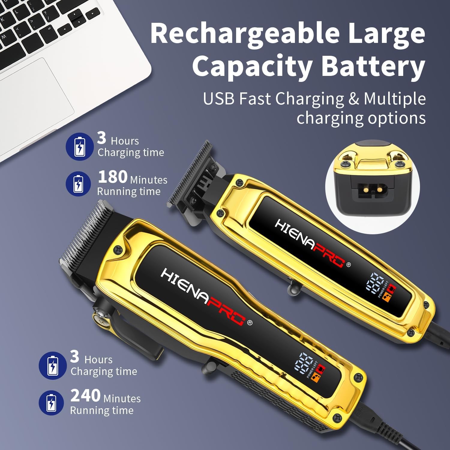 HIENA PRO Professional Hair Clipper Set for Men, Cordless Barber Set... 