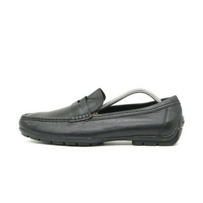 Geox Herren Respira Slipper Schwarz Leder Atmungsaktiv Mokassin EU 45