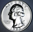 1942 GEM PROOF SILVER Washington Quarter Coin NICE FLASHY PRF LOT #7   NR
