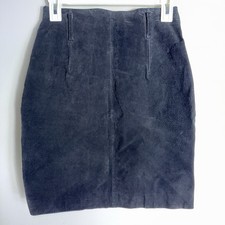Vintage Express Suede Skirt-Straight Pencil Style-Black-Above Knee-Size 7/8