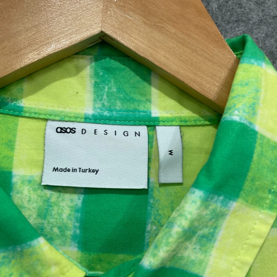 Asos Shirt Mens Size Medium Green Check Button Up Short Sleeve 28729 - Image 4 of 4