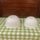 2 Vintage Fire King Sculpted Swirl Serving Mixing Bowl White 8” & 9” Bowls EUC