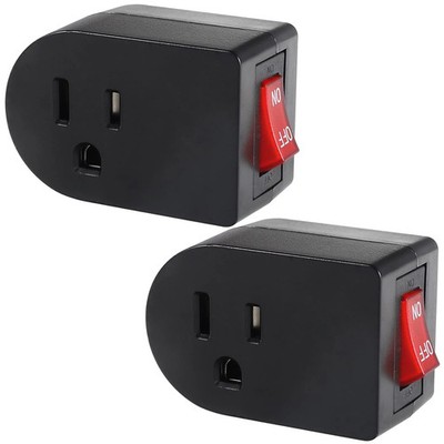 VSEER Grounded Outlet With ON/OFF Switch (2 Pack), Single Power Adapter 15A 1875