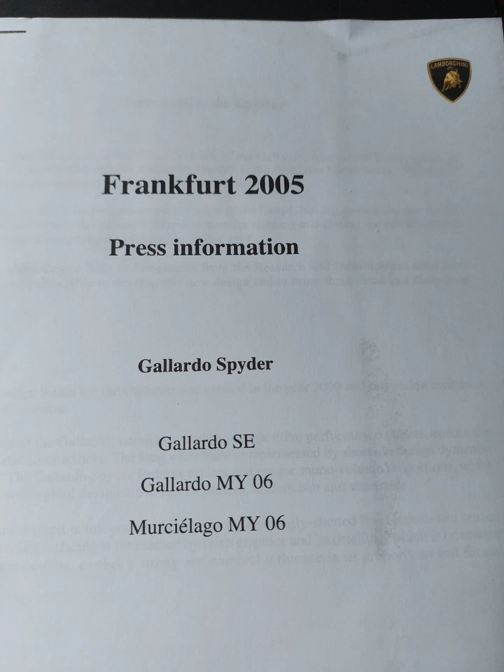 Lamborghini Gallardo Spyder E Murcielago Press Francoforte 2005 Con Cd - Immagine 4 di 4