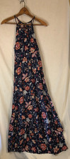 Old Navy Maxi Dress Women's Size Small Blue Floral Ruffle Bottom Sleeveless