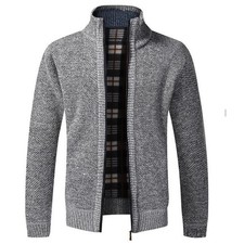 Men's sweater jacket loose cardigan stand up collar knitted jacket
