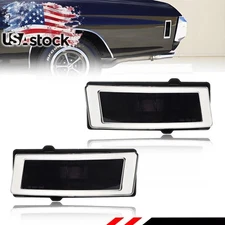 2X Smoked Lens Rear Quarter Side Marker Lights For 1970 1971 1972 Chevy Chevelle
