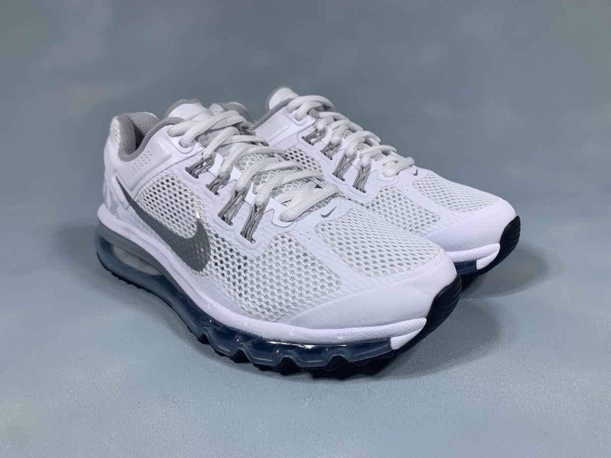 Nike Air Max 2013 White Silver Running Shoes 555426-100 Size 6.5Y