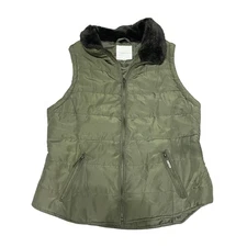 Copper Key Green Puffer Vest w/ Faux Fur Collar – Women’s M