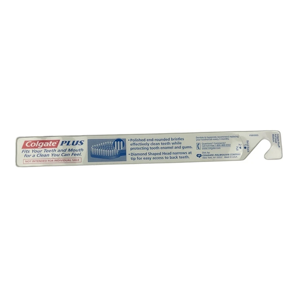 Colgate PLUS Diamond Head Manual Toothbrush Blue Medium Full Head ADA Clean - Image 2 of 4