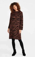 NWT ANN TAYLOR Black&Brown Animal Print Knit Sweater Dress Sz. S ~ 6-8
