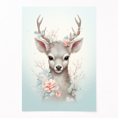 Poster A4 Rentier Kunstdruck Dekoration Kinderzimmer Wall Art #474