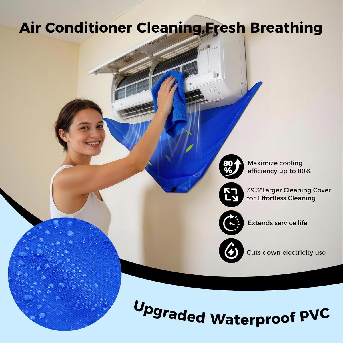 13Pcs Mini Split Cleaning Kit, AC Cleaning Bag with Large PVC