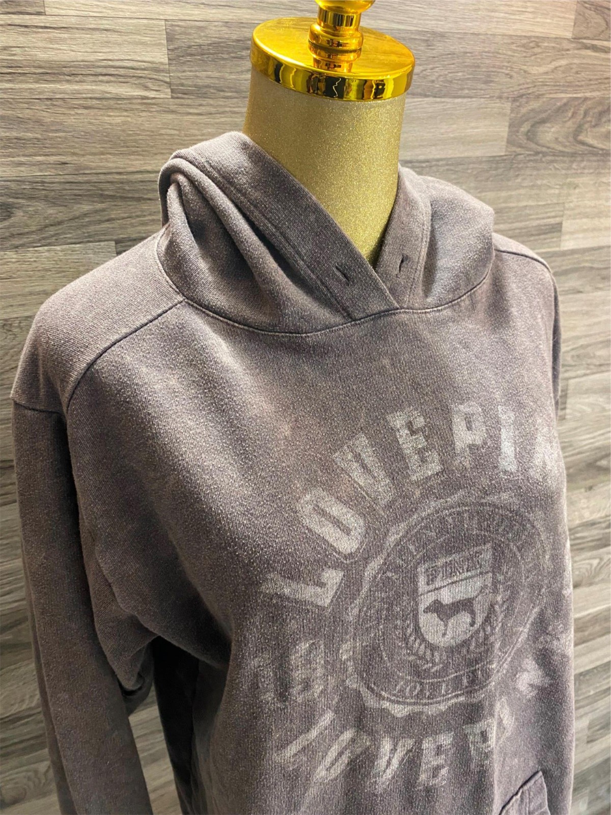PINK by VICTORIA'S SECRET Graphic Logo Pullover Grey Sweatshirt Hoodie Womens XS