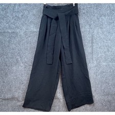 Madewell Pants Women XS Black Wide Leg Pullon Elastic Tie Belt Flowy Lightweight